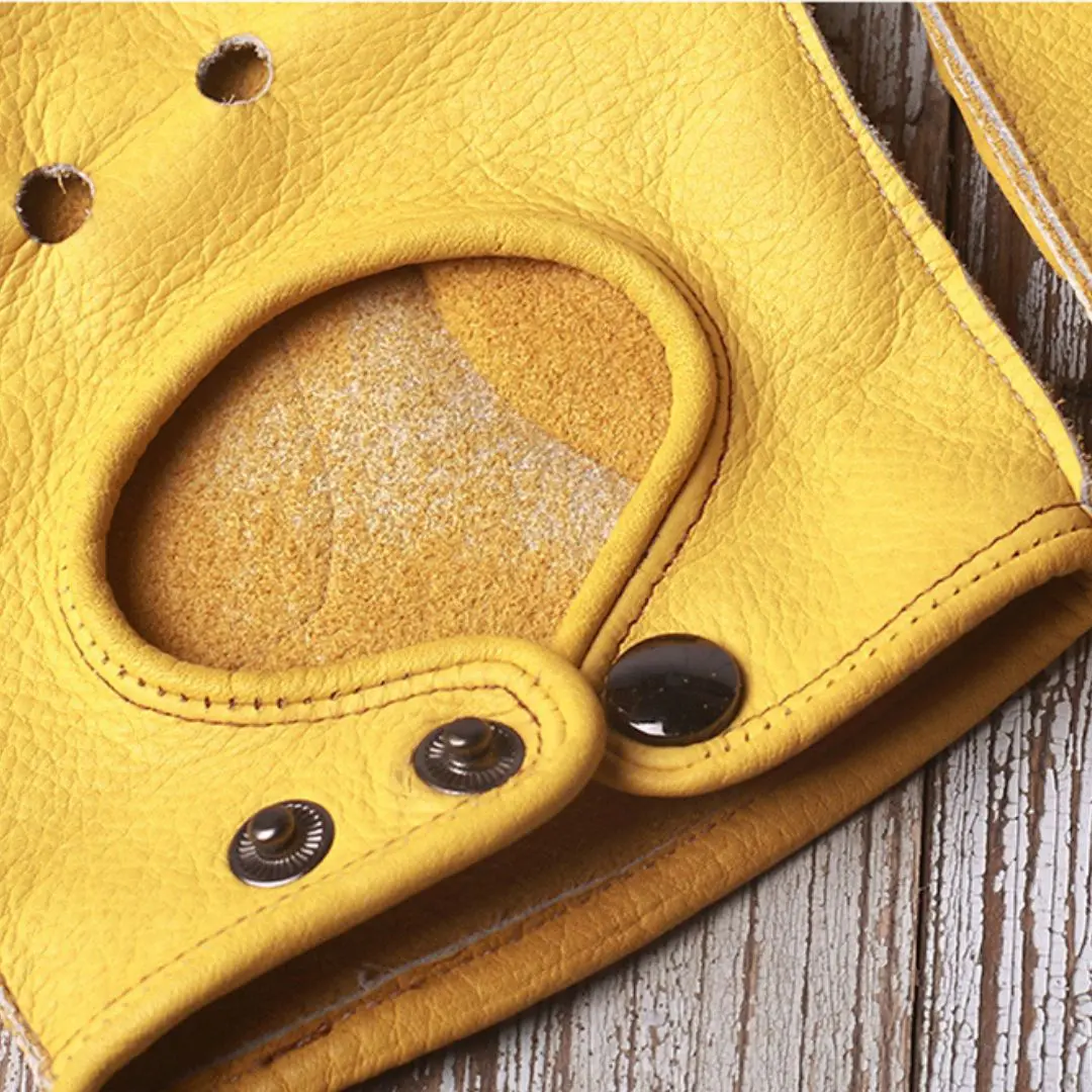 Gants de conduite en cuir demi-doigts pour hommes – Image 4
