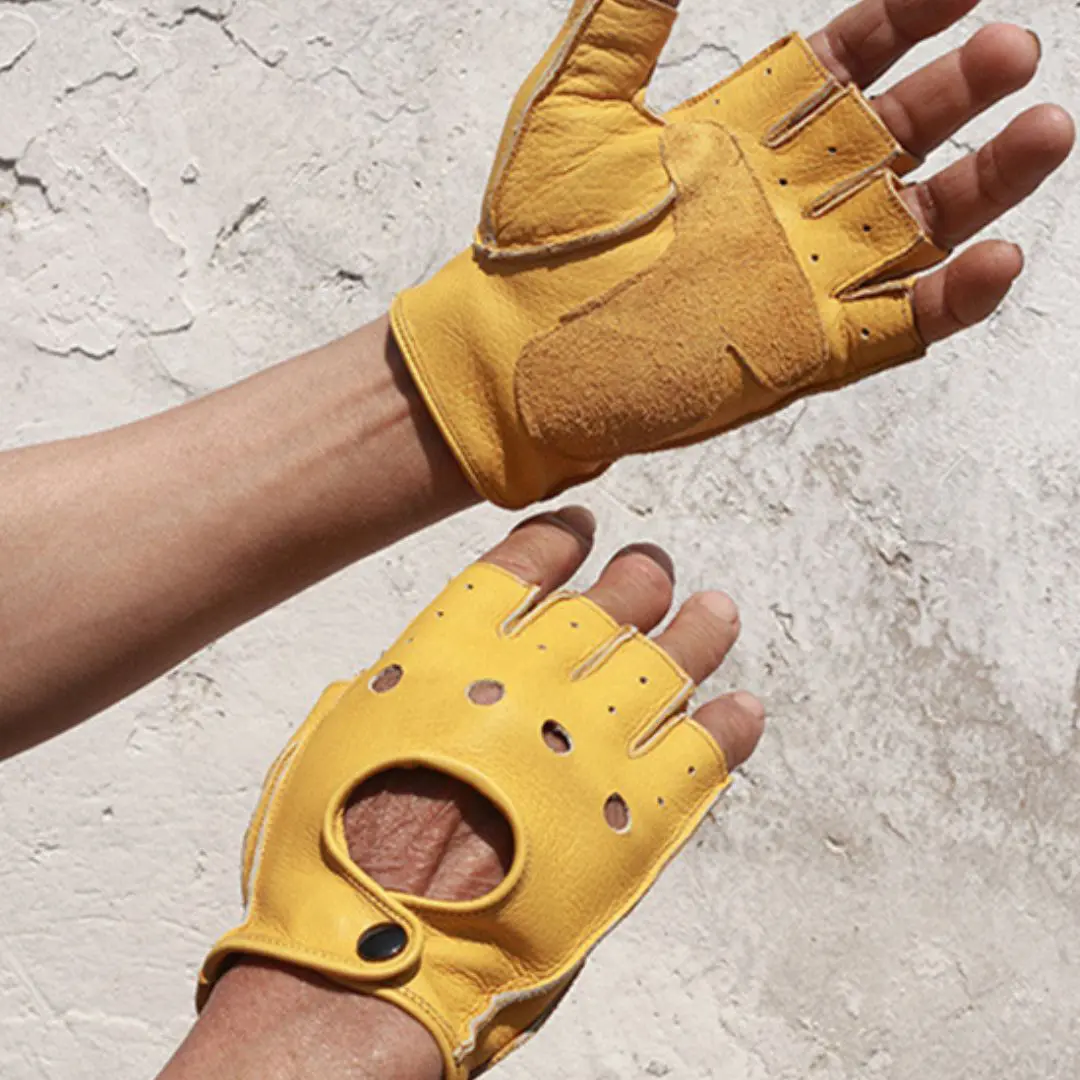 Gants de conduite en cuir demi-doigts pour hommes – Image 3