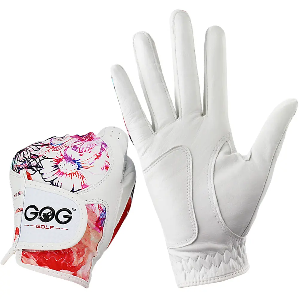 Gants de golf en cuir pour femmes avec motifs à fleurs – Image 5