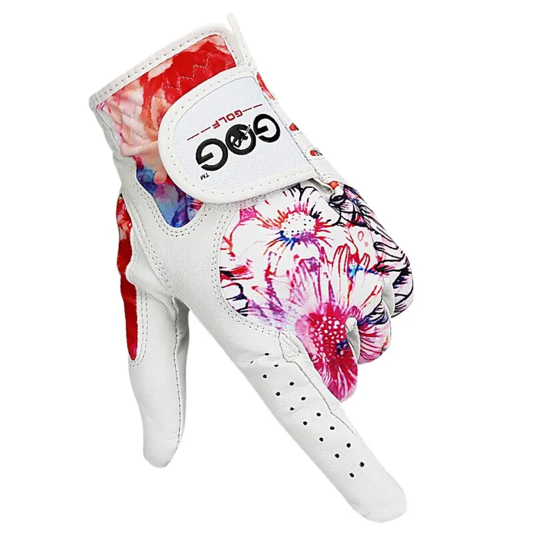 Gants de golf en cuir pour femmes avec motifs à fleurs – Image 4