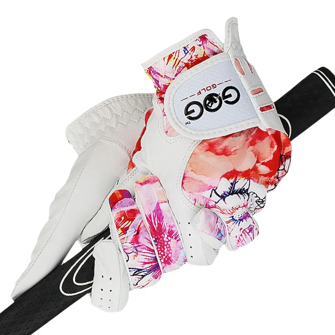 Gants de golf en cuir pour femmes avec motifs à fleurs – Image 3