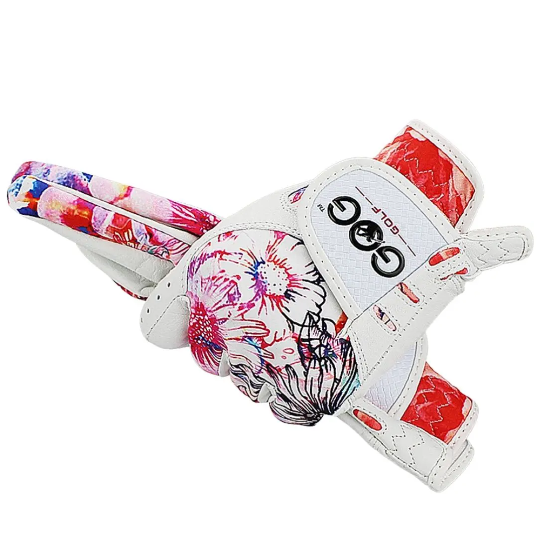 Gants de golf en cuir pour femmes avec motifs à fleurs – Image 2