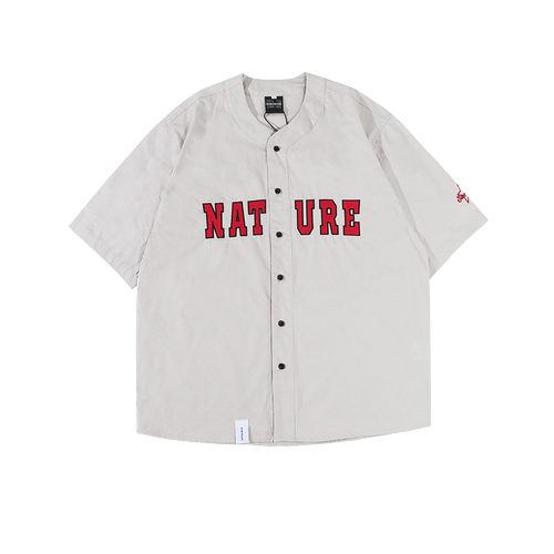 Chemise de baseball homme blanche et rouge